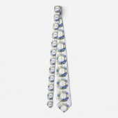 水エレガント色チューリップリース結婚ズブルーアイボリー ネクタイ (裏面)