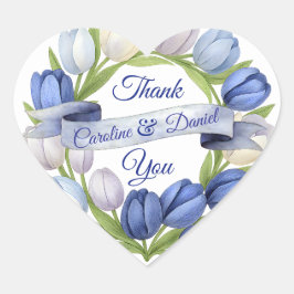 水エレガント色チューリップリース結婚ズブルーアイボリー ハートシール