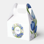 水エレガント色チューリップリース結婚ズブルーアイボリー フェイバーボックス (裏面サイド)