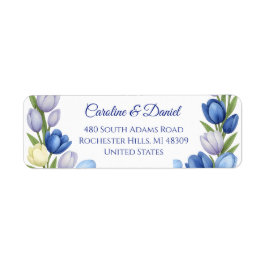 水エレガント色チューリップリース結婚ズブルーアイボリー ラベル