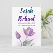 水エレガント色チューリップ結婚式招待状 招待状 (スタンド正面)