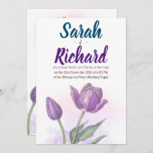 水エレガント色チューリップ結婚式招待状 招待状 (正面/裏面)