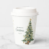 水エレガント色ツリーのクリスマスパーティー 紙コップ (裏面)