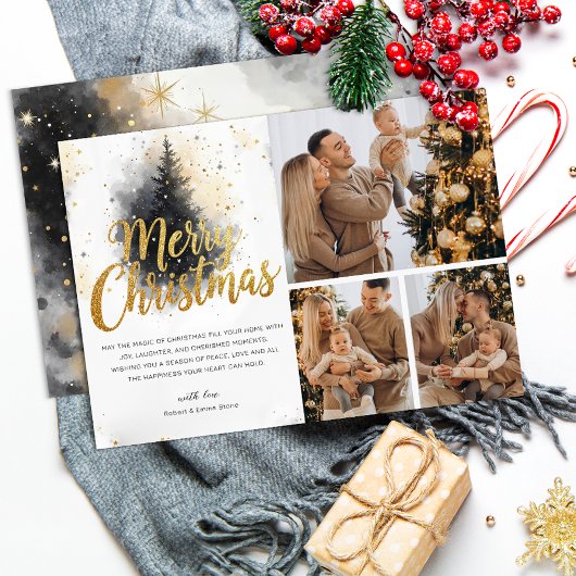 水エレガント色ツリー数々の写真クリスマスカード 招待状