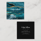 水エレガント色ティール(緑がかった色)瑪瑙スクエア名刺 スクエア名刺 (正面/裏面)