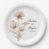 水エレガント色テラコタパンパスグラス結婚ズ ペーパープレート (正面)