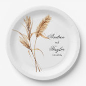 水エレガント色テラコタパンパスグラス結婚ズ ペーパープレート (正面)