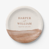 水エレガント色テラコッタボホ結婚ズ ペーパープレート (正面)