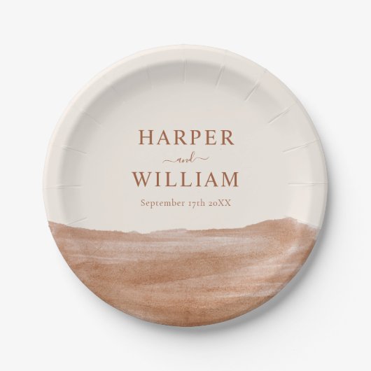水エレガント色テラコッタボホ結婚ズ ペーパープレート (正面)