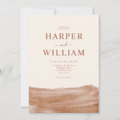 水エレガント色テラコッタボホ結婚ズ 招待状 (正面)