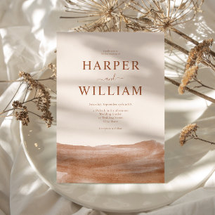 水エレガント色テラコッタボホ結婚ズ 招待状