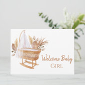 水エレガント色テラコッタモダンウェルカムベビー カード (スタンド正面)