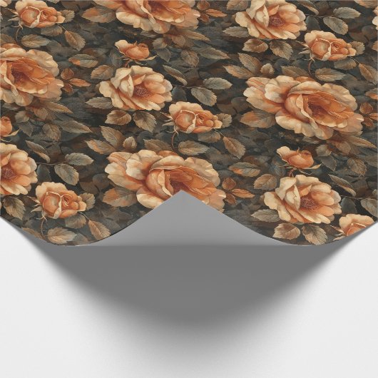 水エレガント色テラコッタ銅ヴィンテージバラ ラッピングペーパー (角)