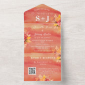 水エレガント色テラコッタQRコードウェディングRSVP オールインワン招待状 (内側)
