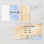 水エレガント色デザイン青と黄 名刺 (正面/裏面)