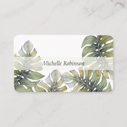 水エレガント色トロピカルモンステラプロフェッショナル 名刺 (正面)