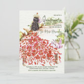 水エレガント色ドリーミーレッドドレスキンセアニラ 招待状 (スタンド正面)