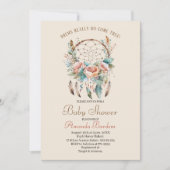 水エレガント色ドリームキャッチャーと花 招待状 (正面)