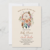 水エレガント色ドリームキャッチャーと花 招待状 (正面)