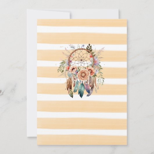 水エレガント色ドリームキャッチャーと花 招待状 (裏面)