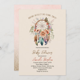 水エレガント色ドリームキャッチャーと花 招待状