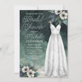 水エレガント色ドレス&フラワーズブライダルシャワー 招待状 (正面)