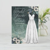 水エレガント色ドレス&フラワーズブライダルシャワー 招待状 (スタンド正面)