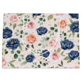 水エレガント色ネイビーコーラルフローラ ラージペーパーバッグ (正面)