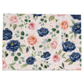 水エレガント色ネイビーコーラルフローラ ラージペーパーバッグ (裏面)