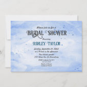 水エレガント色ネイビーブルー素朴ブライダルシャワー 招待状 (正面)