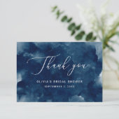 水エレガント色ネイビー航海のブライダルシャワー サンキューカード (スタンド正面)