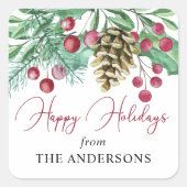 水エレガント色ハッピーホリデー スクエアシール (正面)