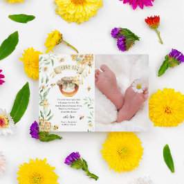 水エレガント色ハニービー赤ちゃんシャワー サンキューカード