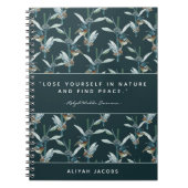 水エレガント色ハミングバード発見ピース引用文 ノートブック (正面)