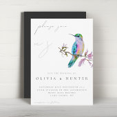 水エレガント色ハミングバード結婚式招待状