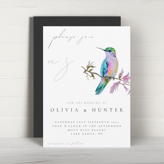 水エレガント色ハミングバード結婚式招待状
