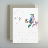 水エレガント色ハミングバード結婚式招待状