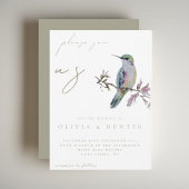 水エレガント色ハミングバード結婚式招待状