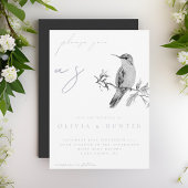 水エレガント色ハミングバード結婚式招待状