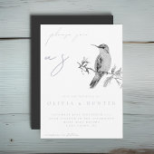 水エレガント色ハミングバード結婚式招待状