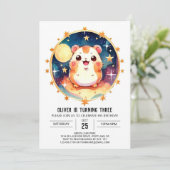 水エレガント色ハムスター誕生日 招待状 (スタンド正面)