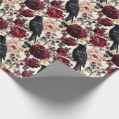 水エレガント色ハロウィーンフローラ ラッピングペーパー (角)