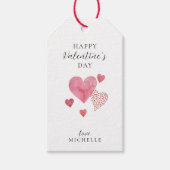 水エレガント色ハートバレンタインデー ギフトタグ (正面)