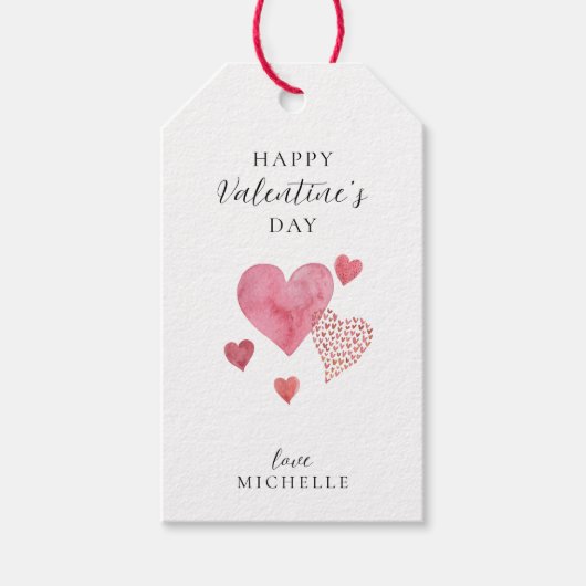 水エレガント色ハートバレンタインデー ギフトタグ (正面)