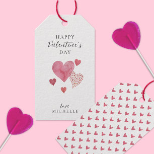 水エレガント色ハートバレンタインデー ギフトタグ