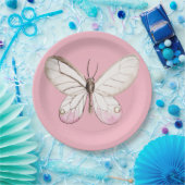 水エレガント色バタフライピンク紙プレート ペーパープレート (パーティー)
