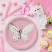 水エレガント色バタフライピンク紙プレート ペーパープレート (パーティー)