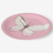 水エレガント色バタフライピンク紙プレート ペーパープレート (アングル)