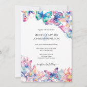 水エレガント色バタフライワイルドフラワーカラフル 招待状 (正面)