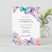 水エレガント色バタフライワイルドフラワーカラフル 招待状 (スタンド正面)